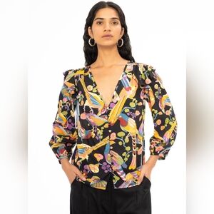 Banjanan Black Jet Elise Top Blouse NWOT Size Small